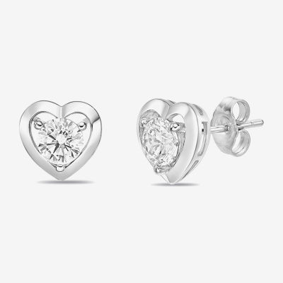 Diamonart Cubic Zirconia Sterling Silver 9mm Heart Single Earring