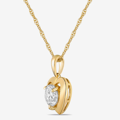 Diamonart Womens Cubic Zirconia 14K Gold Over Silver Heart Pendant Necklaces