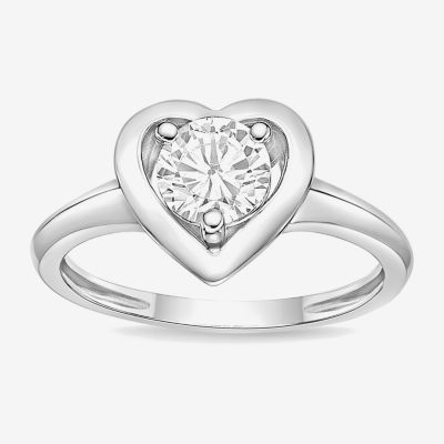 Diamonart Cubic Zirconia Sterling Silver Heart Band