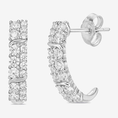 Diamonart White Cubic Zirconia Sterling Silver 18.2mm Hoop Earrings