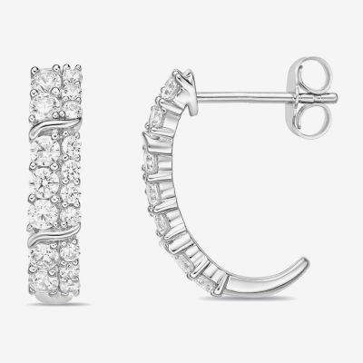 Diamonart White Cubic Zirconia Sterling Silver 18.2mm Hoop Earrings