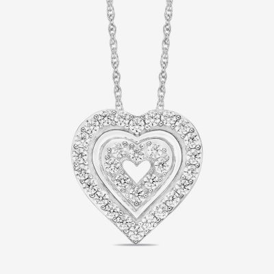 Diamonart Womens Cubic Zirconia Sterling Silver Heart Pendant Necklace