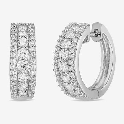 Diamonart White Cubic Zirconia Sterling Silver 17.1mm Hoop Earrings