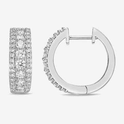 Diamonart White Cubic Zirconia Sterling Silver 17.1mm Hoop Earrings