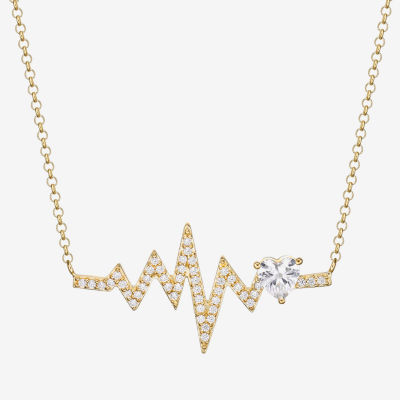 DiamonArt® Womens White Cubic Zirconia 14K Gold Over Silver Pendant Necklace