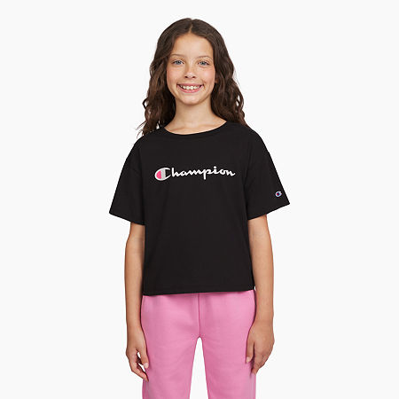 Champion Big Girls Crew Neck Short Sleeve Graphic T-Shirt, X-large (16), Black