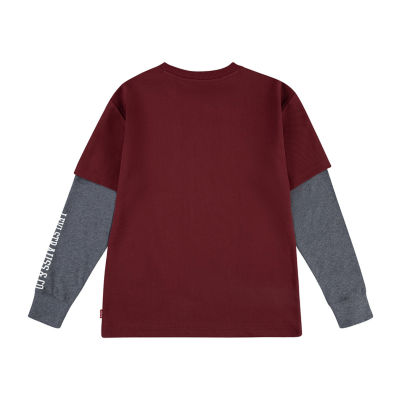 Levi's Big Boys Crew Neck Long Sleeve Graphic T-Shirt