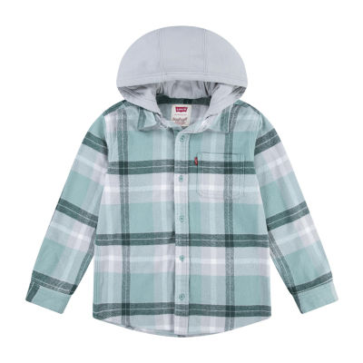 Levi's Big Boys Hooded Long Sleeve Flannel Shirt