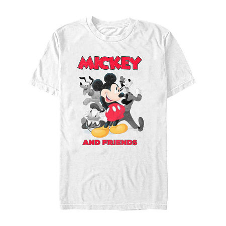 Mens Short Sleeve Mickey Mouse Graphic T-Shirt, Small, White