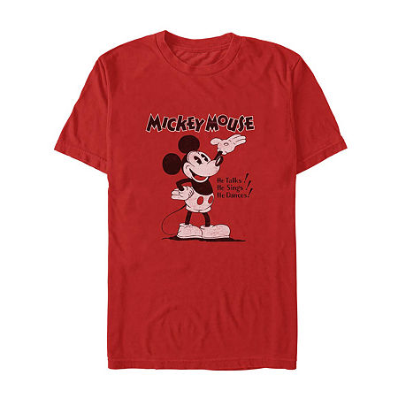 Mens Short Sleeve Mickey Mouse Graphic T-Shirt, X-large, Red