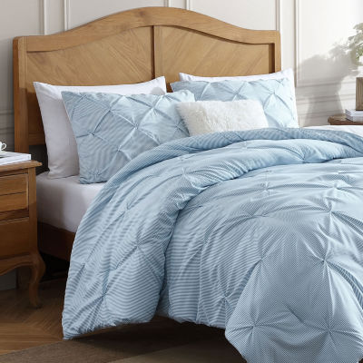 Swift Home Striped Pintuck Midweight Down Alternative Comforter Set