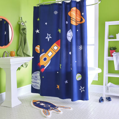 Under the Stars Kids Spaceship Shower Curtain