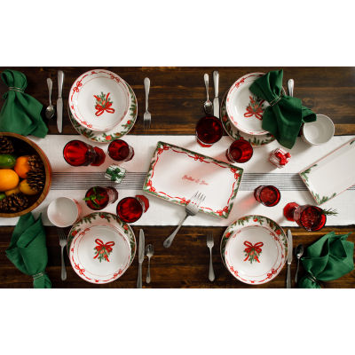 Martha Stewart Festive Bow 4-pc. Dishwasher Safe Ceramic Dinner Plate