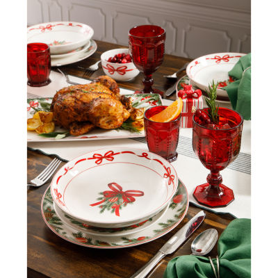 Martha Stewart Festive Bow 4-pc. Dishwasher Safe Ceramic Dinner Plate