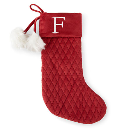 North Pole Trading Co . Red Quilted Monogram Christmas Stocking In Red