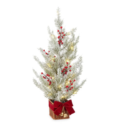 North Pole Trading Co. 26in Flocked Red Berry Christmas Tabletop Tree