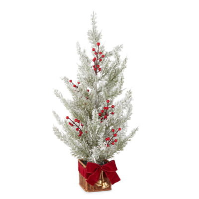 North Pole Trading Co. 26in Flocked Red Berry Christmas Tabletop Tree