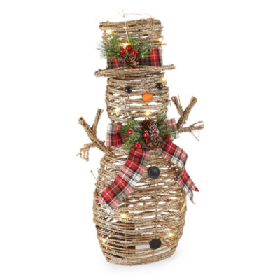 North Pole Trading Co. Santa Lodge Natural Snowman Tabletop Decor