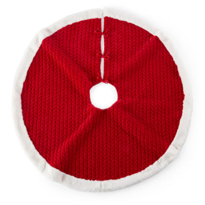North Pole Trading Co. Red Quilted With Faux Fur Indoor Tree Skirt