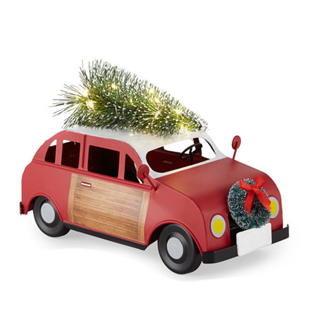 North Pole Trading Co. Santa Lodge Red Station Wagon Christmas Tabletop Decor, One Size, Red