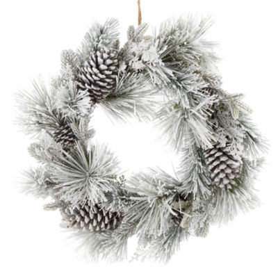 North Pole Trading Co. Flocked Pinecone Led Indoor Christmas Wreath