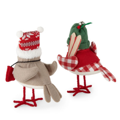 North Pole Trading Co. 2-pc. Santa Lodge Hat Bird Set Tabletop Decor