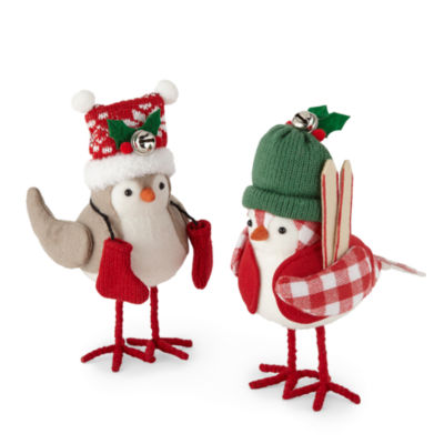 North Pole Trading Co. 2-pc. Santa Lodge Hat Bird Set Tabletop Decor