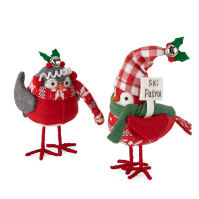 North Pole Trading Co. 2-pc. Santa Lodge Ski Bird Set Tabletop Decor