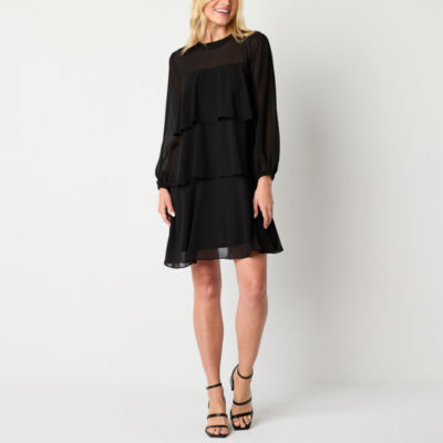 Studio 1 Womens Long Sleeve Shift Dress