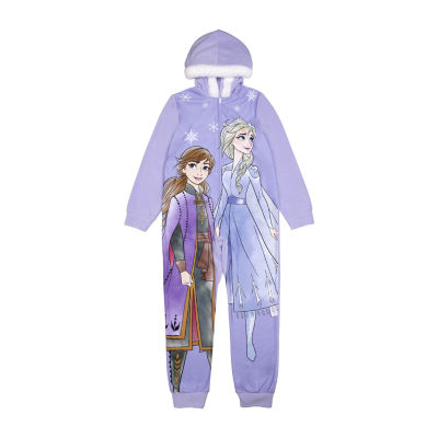 Disney Collection Halloween Little & Big Girls Microfleece Frozen Long Sleeve One Piece Pajama