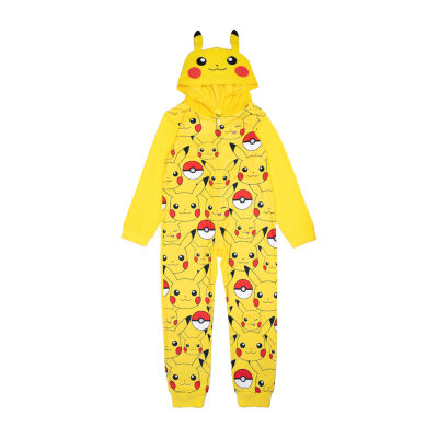 Little & Big Boys Microfleece Pokemon Long Sleeve One Piece Pajama