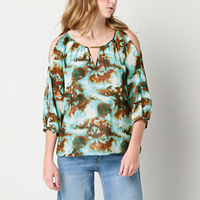 Brannan Womens 3/4 Sleeve Blouse, Medium, Green