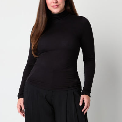 Worthington Womens Long Sleeve Mock Neck Top