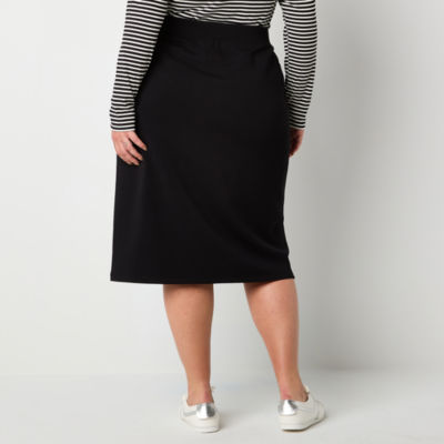 Stylus Womens Midi A-Line Skirt-Plus