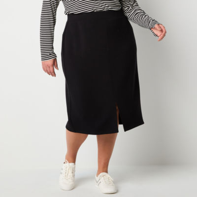 Stylus Womens Midi A-Line Skirt-Plus