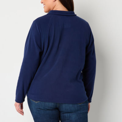 St. John's Bay Plus Polar Fleece Womens Long Sleeve Quarter-Zip Pullover