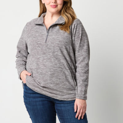 St. John's Bay Plus Polar Fleece Womens Long Sleeve Sweatshirt