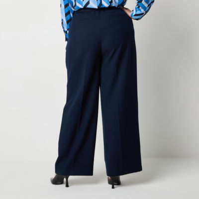 Liz Claiborne-Plus Tailored Classic Fit Wide Leg Trouser