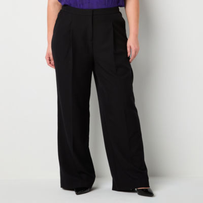 Liz Claiborne-Plus Margot Tailored Classic Fit Wide Leg Trouser