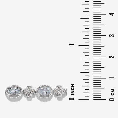 Womens Genuine Blue Aquamarine Sterling Silver 7.5 Inch Tennis Bracelet