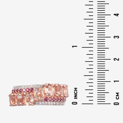 Womens Genuine Pink Morganite 14K Rose Gold Over Silver Cocktail Ring