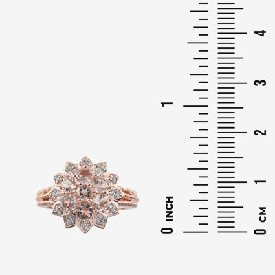 Womens Genuine Pink Morganite 14K Rose Gold Over Silver Cocktail Ring