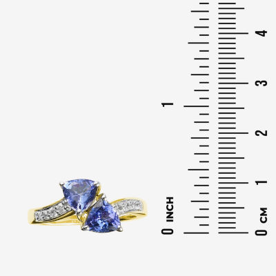 Womens Genuine Purple Tanzanite 14K Gold Over Silver Bypass  Cocktail Ring