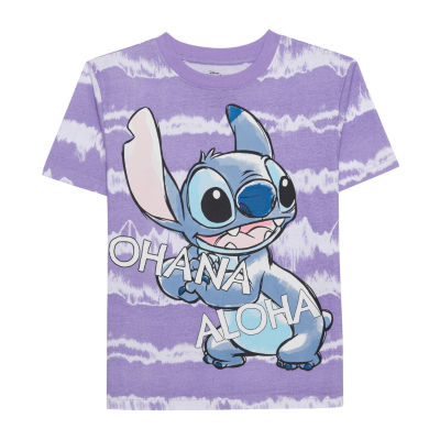 Disney Collection Little & Big Boys Crew Neck Short Sleeve Stitch Graphic T-Shirt