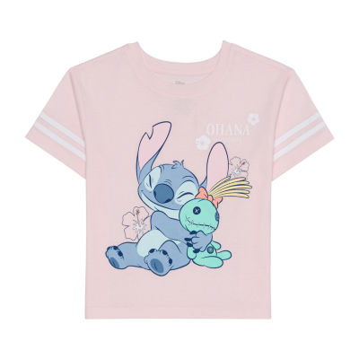 Disney Collection Little & Big Kid Girls Crew Neck Short Sleeve Regular Fit Lilo & Stitch Graphic T-Shirt