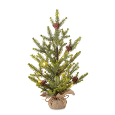 North Pole Trading Co. 16in Leaf Pinecone Burlap Christmas Tabletop Tree