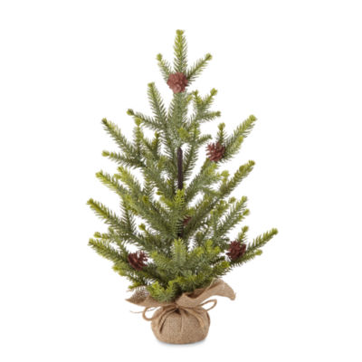 North Pole Trading Co. 16in Leaf Pinecone Burlap Christmas Tabletop Tree