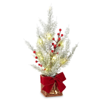 North Pole Trading Co. 16in Flocked Red Berry Christmas Tabletop Tree