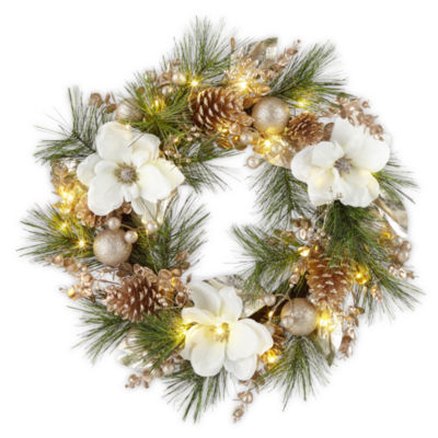 North Pole Trading Co. Magnolia Shine Indoor Christmas Wreath