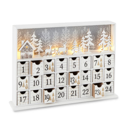 North Pole Trading Co. White Village Advent Christmas Tabletop Decor